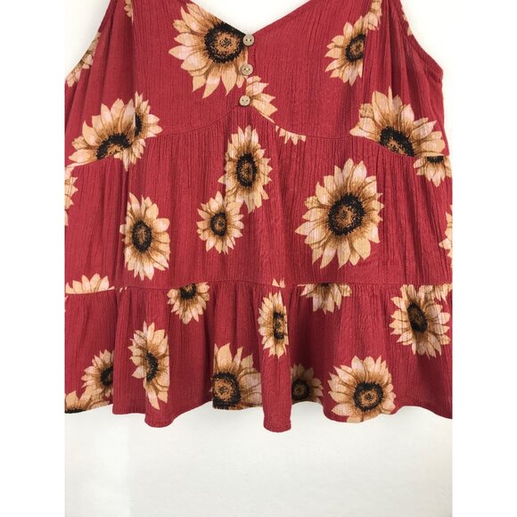 BeCool Rust Sunflower Print Gauze Cami Size Small - Picture 4 of 9